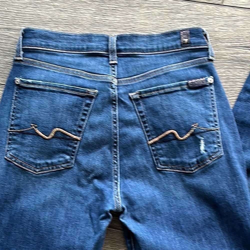 7 for all mankind jeans blue denim Bikercore size 27 - Picture 2 of 9